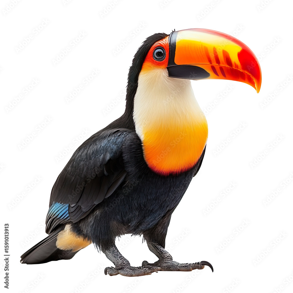 Obraz premium Toucan bird with colorful beak isolated on transparent background
