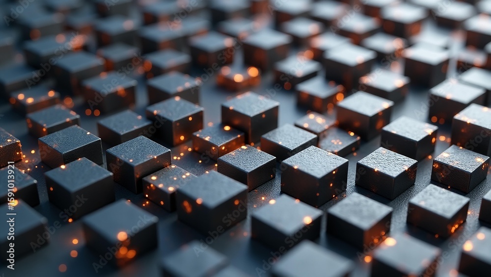 Obraz premium Dark Metallic Grid Cubes