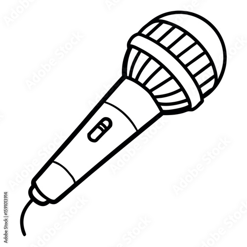 Classic microphone illustration for audio recording and broadcasting