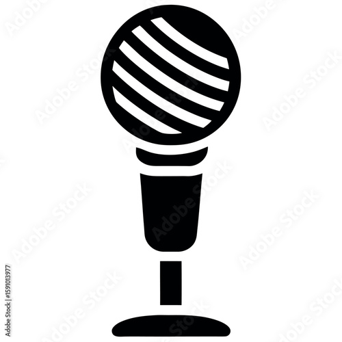 Simple and clean microphone glyph icon for audio and recording projects