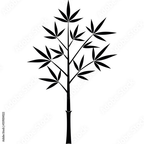 Minimalist bamboo tree silhouette vector art on white background