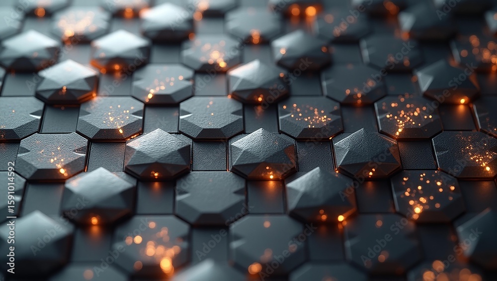Obraz premium Hexagonal Tech Power Glow