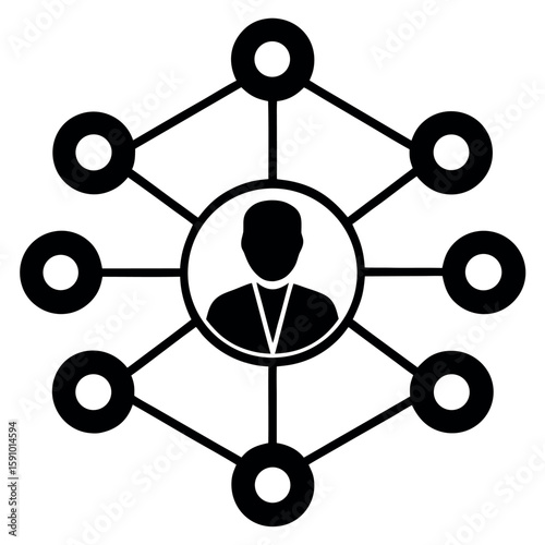 Minimalist single user icon with connecting lines clean design