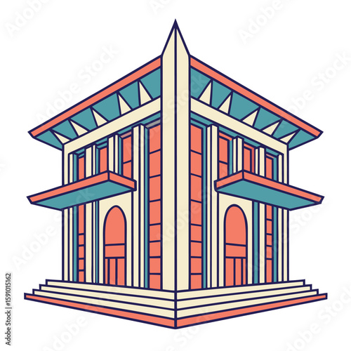 Modern abstract architectural design with geometric shapes and lines