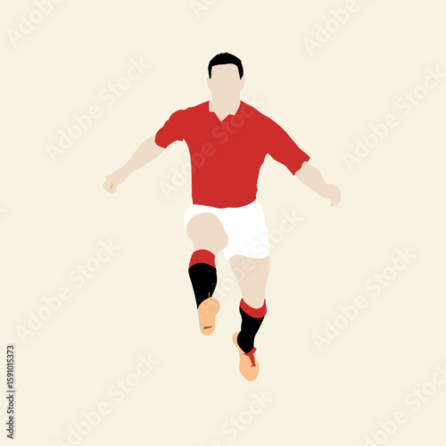 Dynamic soccer player in action captured with vibrant colors and clean lines