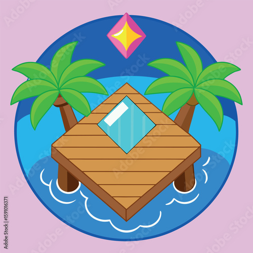 Serene input dock with breathtaking vista and vibrant colors