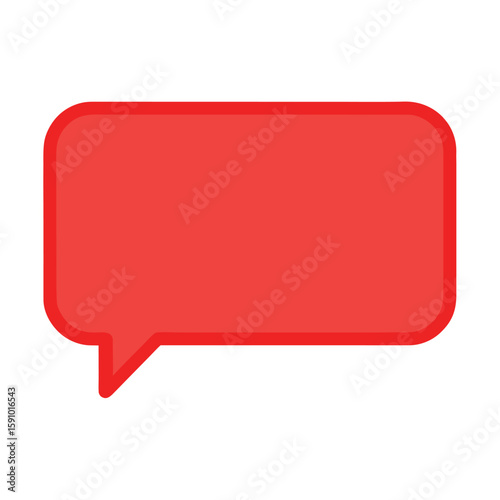 Thin red rectangle speech bubble communication icon