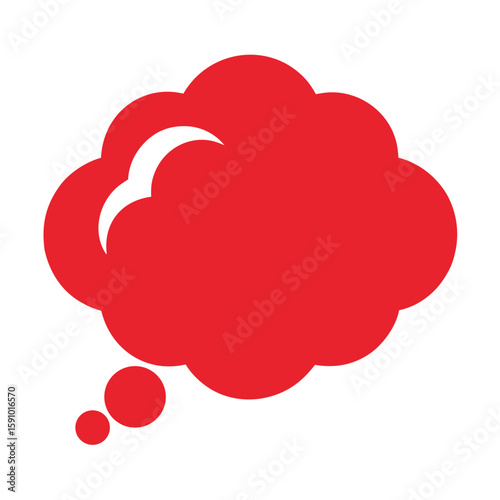Red thought bubble speech icon for communication and ideas