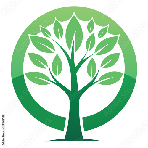 Minimalist green tree silhouette logo design