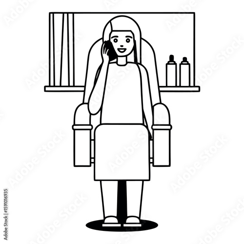 Woman sitting in a beauty salon chair elegant and relaxed