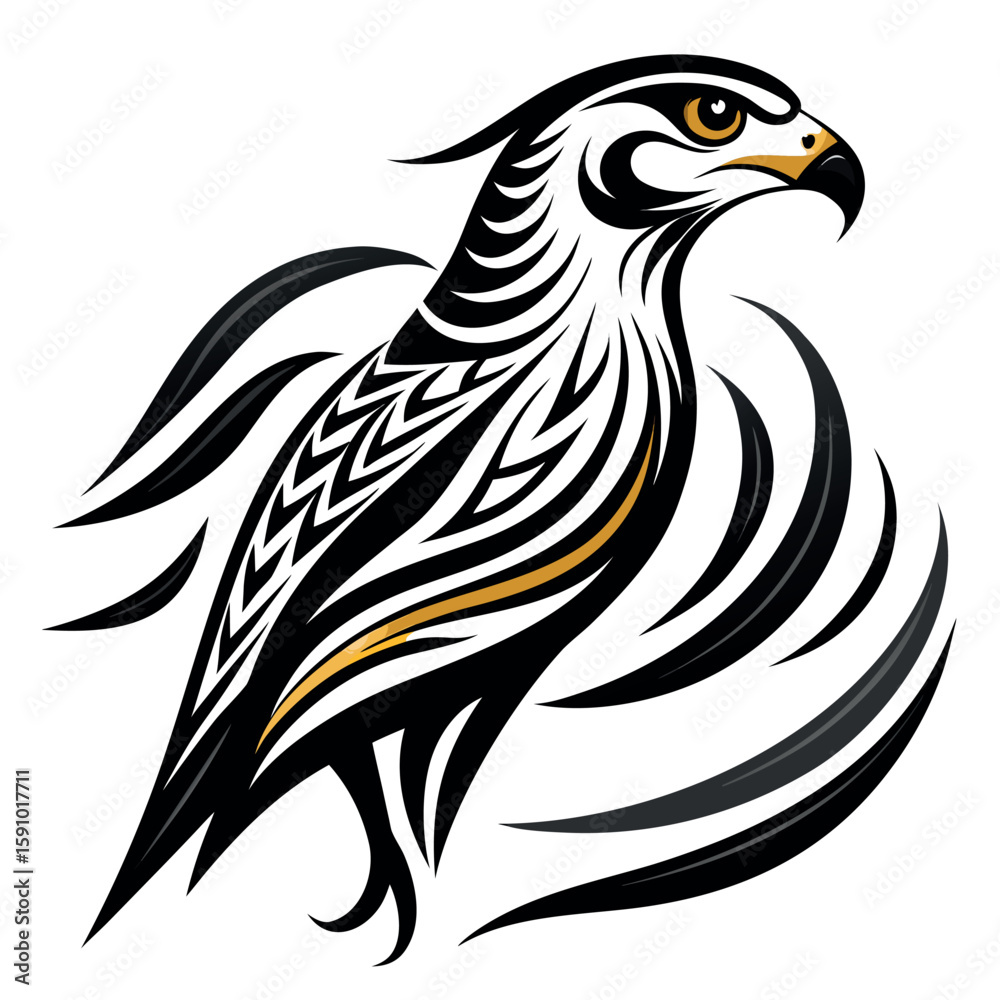 Fototapeta premium Majestic falcon in profile soaring through the sky