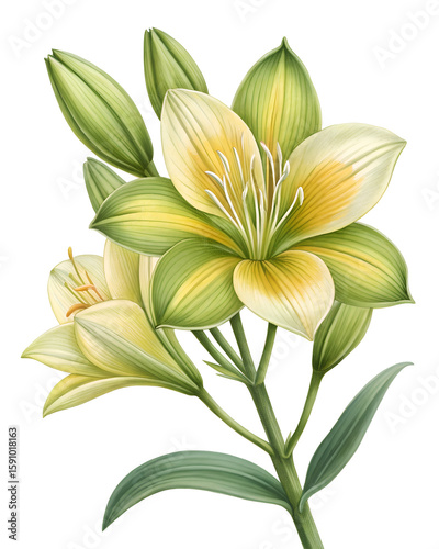 realistic yellow green flower illustration