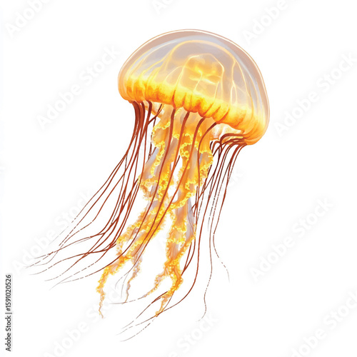 a jellyfish with flowing tentacle