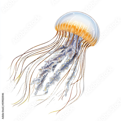 a jellyfish with flowing tentacle