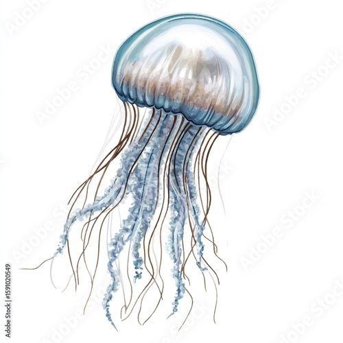 a jellyfish with flowing tentacle