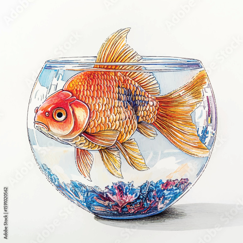 a goldfish in a bowl