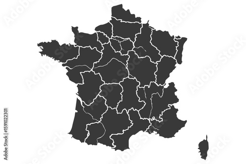 France map vector illustration with detailed regions for educational and design use
