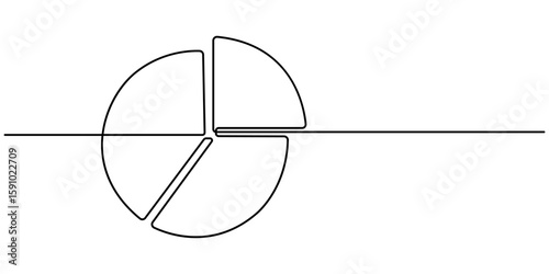 Continuous line drawing of pie chart. Business concept, concept business or finance, Growth graph, object one line, One line graph icon, single line art, vector illustration, Editable stroke 