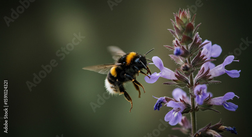 Detailed Shot of Bumblebee Landing on Purple Native Wildflower