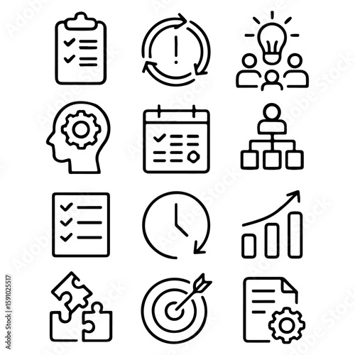 A versatile vector icon set for business, communication, and social media, featuring symbols for web, phone, computer, and more