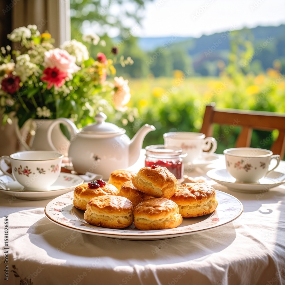 custom made wallpaper toronto digitalOutdoor Afternoon Tea Scones Countryside View