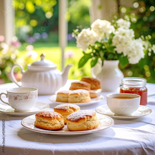 Wallpaper Mural Simple Scones Tea Table Sunlight Setting Torontodigital.ca