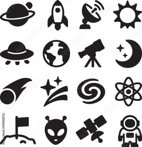 Space Exploration Icon Set Vector Isolated on White Background for Science Design
