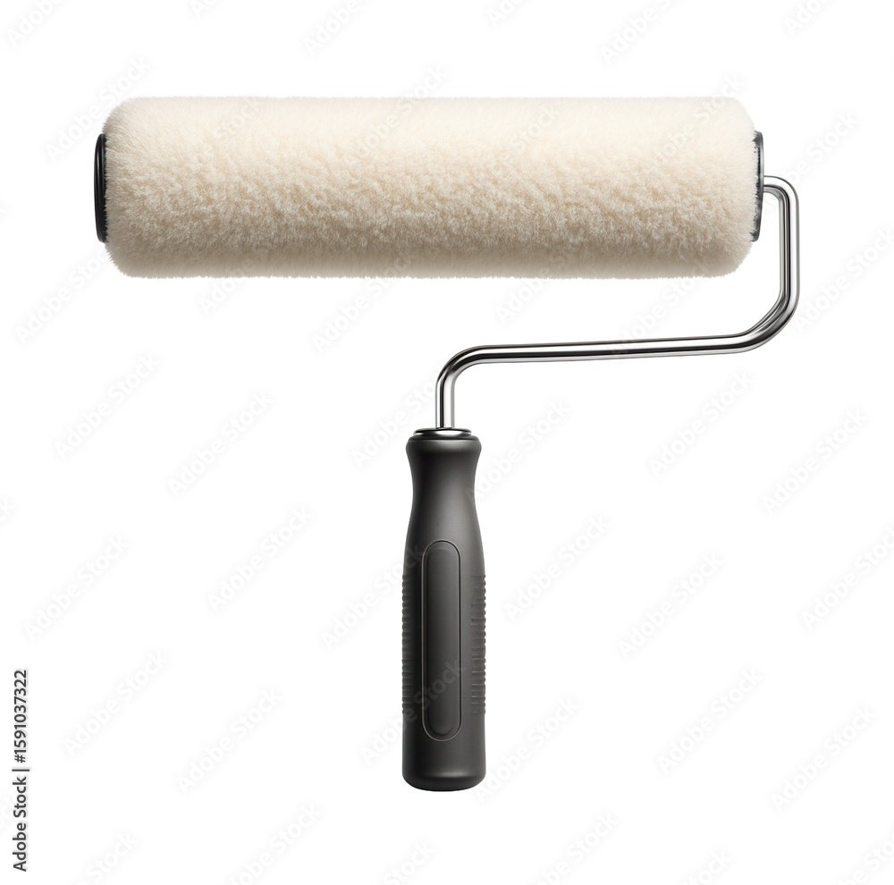 Fototapeta premium Synthetic blend paint roller with a lightweight aluminum frame for covering wide areas in commercial buildings.
