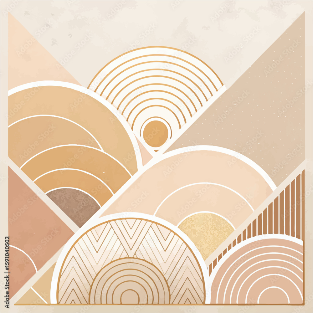 Fototapeta premium Soft Cream Toned Abstract Pattern with Shapes
