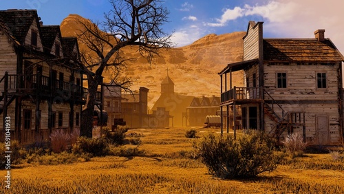 Panorama of the old city of America. 