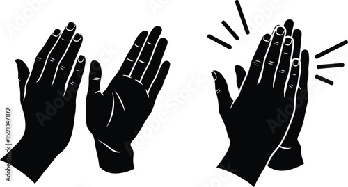 Vector art of a pair of hands is shown clapping in applause, symbolizing celebration and achievement