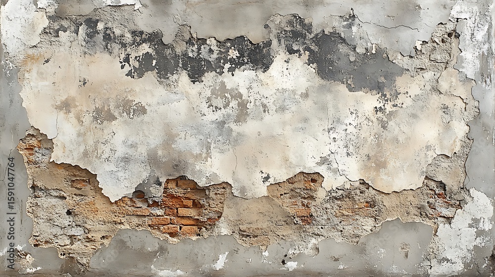 Fototapeta premium Old Wall with Damaged Plaster.