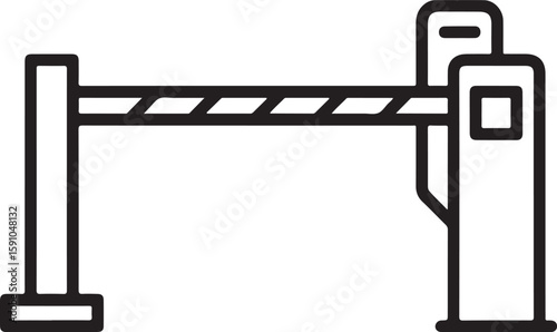 Black and white barrier gate with striped arm security gate access control