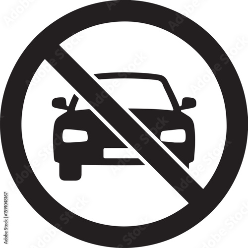 Black car prohibition symbol forbidden