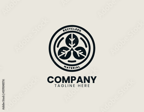 Recycled material emblem vector logo design