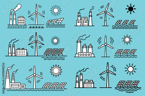 Renewable energy sources factory wind turbine solar panels 2