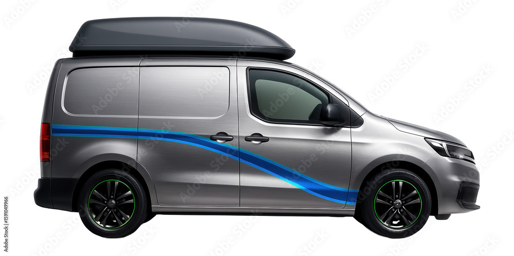 Naklejka premium Mid-sized service vehicle with integrated roof storage box and side decals