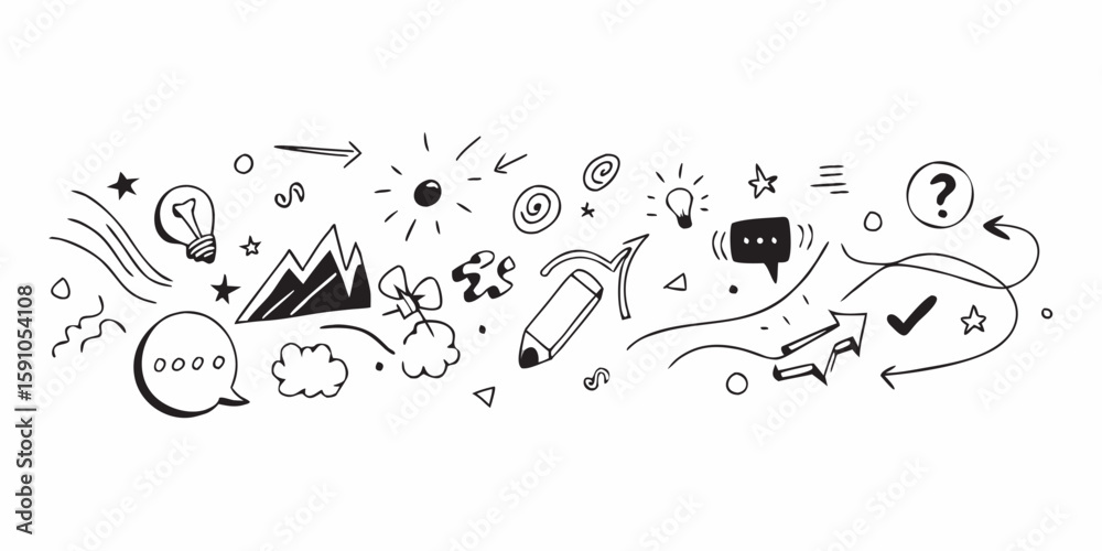Obraz premium Creative Doodle Elements Hand-Drawn Vector Set for Design and Illustration Projects, Ideas, Concepts, and Visual Communication