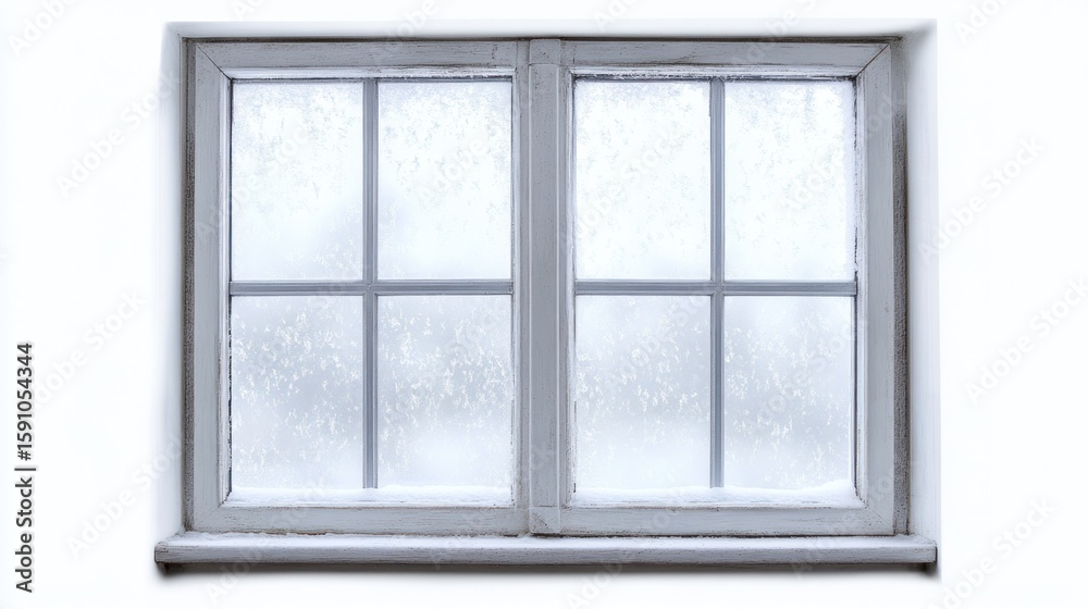 Fototapeta premium Winter's Embrace: A Frosty Window Pane