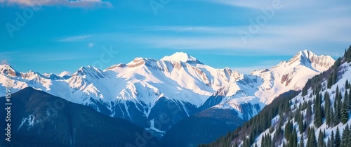 Majestic snow-capped peaks, serene winter wonderland,   clipping path,  background