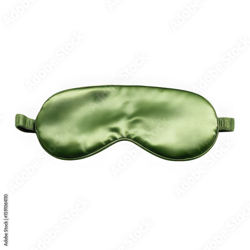 Green silk sleep mask isolated on transparent background