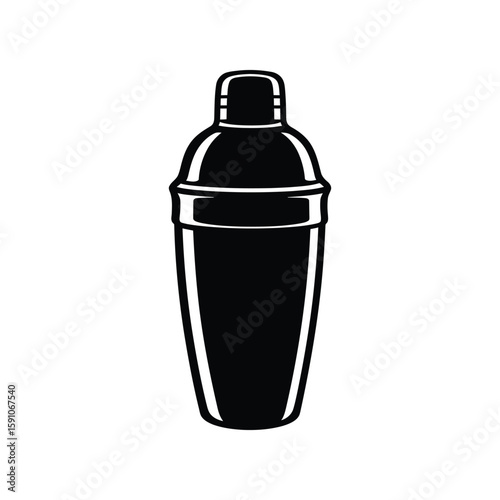 A sleek cocktail shaker, isolated on white background, symbolizes mixology and the art of crafting alcoholic beverages
