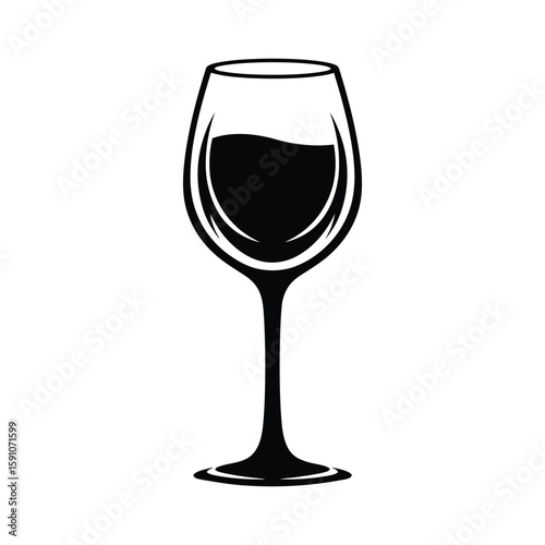 A wine glass filled with red wine is isolated on white background, suggesting a refined and celebratory atmosphere with its elegant silhouette
