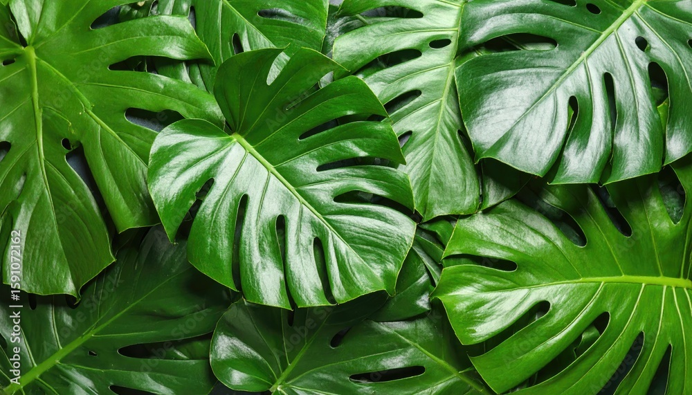 Fototapeta premium Lush green monstera leaves