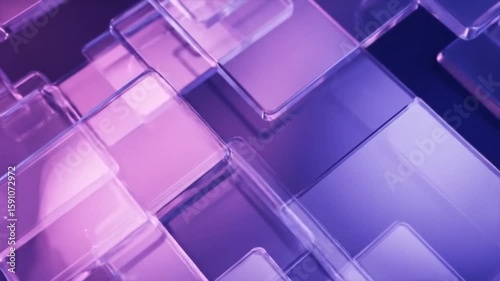 Purple Glass Layers – Animated Abstract Design Featuring Translucent Rectangles and Depth Illusion