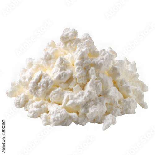 Heap of fresh cottage cheese isolated on transparent background