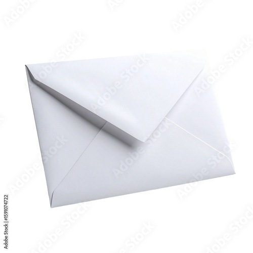 Blank white envelope mockup for invitation card or postal mail design on transparent background