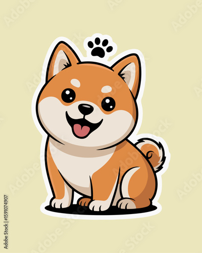 Close-Up Cartoon Shiba Inu Vector Sticker