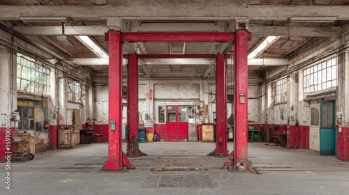 Abandoned industrial garage interior
