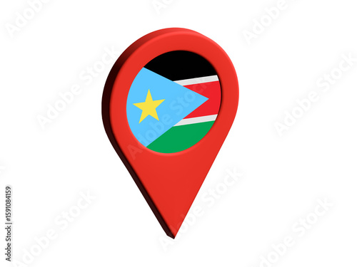 The flag of South Sudan, The flag of South Sudan in location icon, mockup of South Sudan flag Free Download The flag of South Sudan, The flag of South Sudan in location icon, mockup of South Sudan flag - GFXLoad